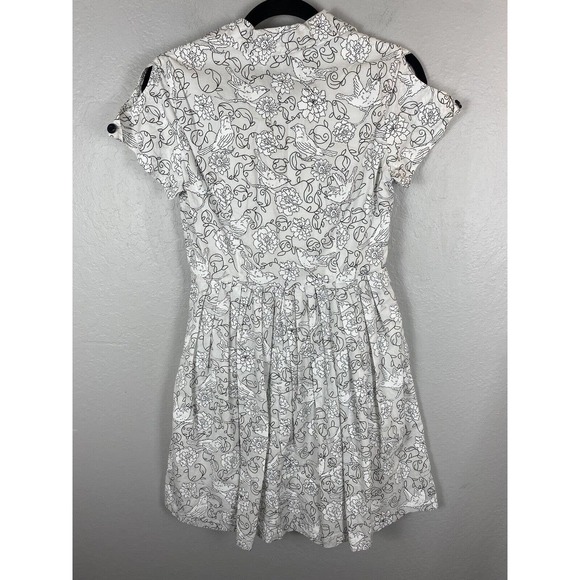 Bea & Dot By ModCloth Bird & Flower Floral Print Dress White- Size Medium - Picture 2 of 4